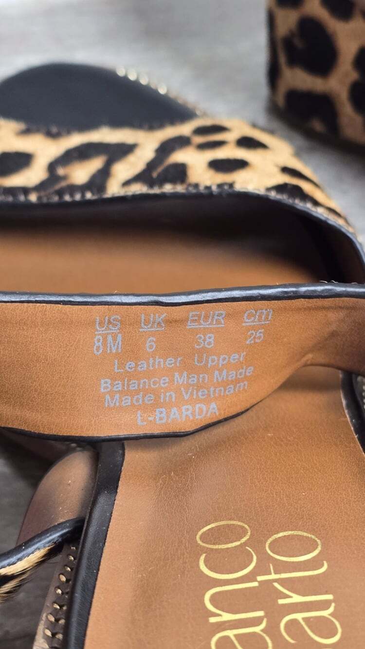 Franco Sarto L-Barda Leopard Calf Hair Block Heel Sandals Women’s 8M Leather - Picture 9 of 10
